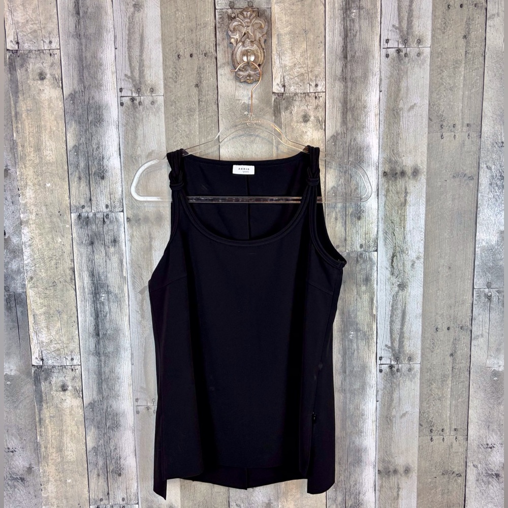 Akris Knot Tie Shoulder Tank in Black Size Small.